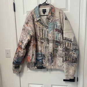 Boohoo Mens Multicolor Graphic Bomber Jacket